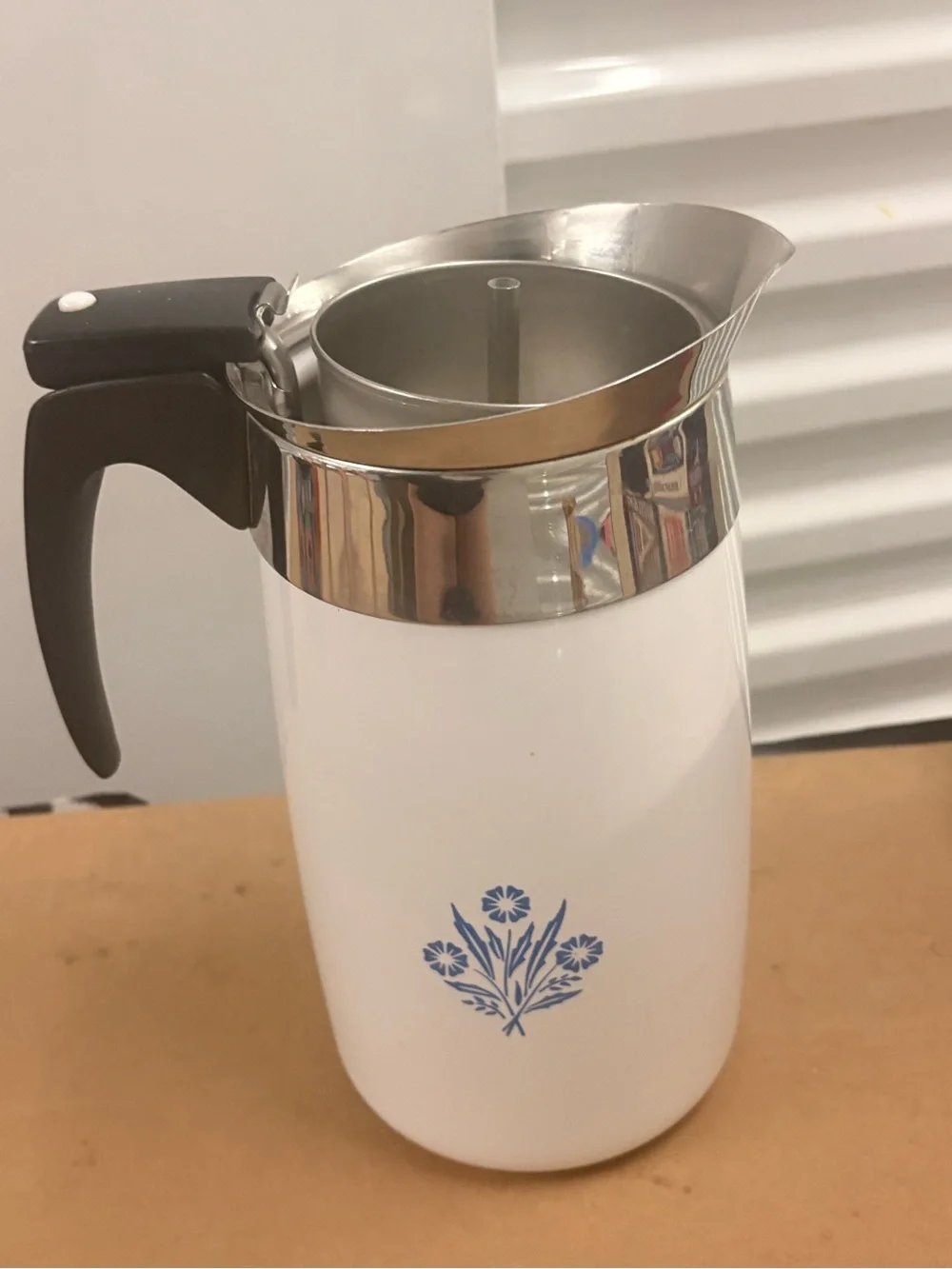 VINTAGE CORNING WARE BLUE CORNFLOWER 10 Cup stovetop Porcelain Pot percolator